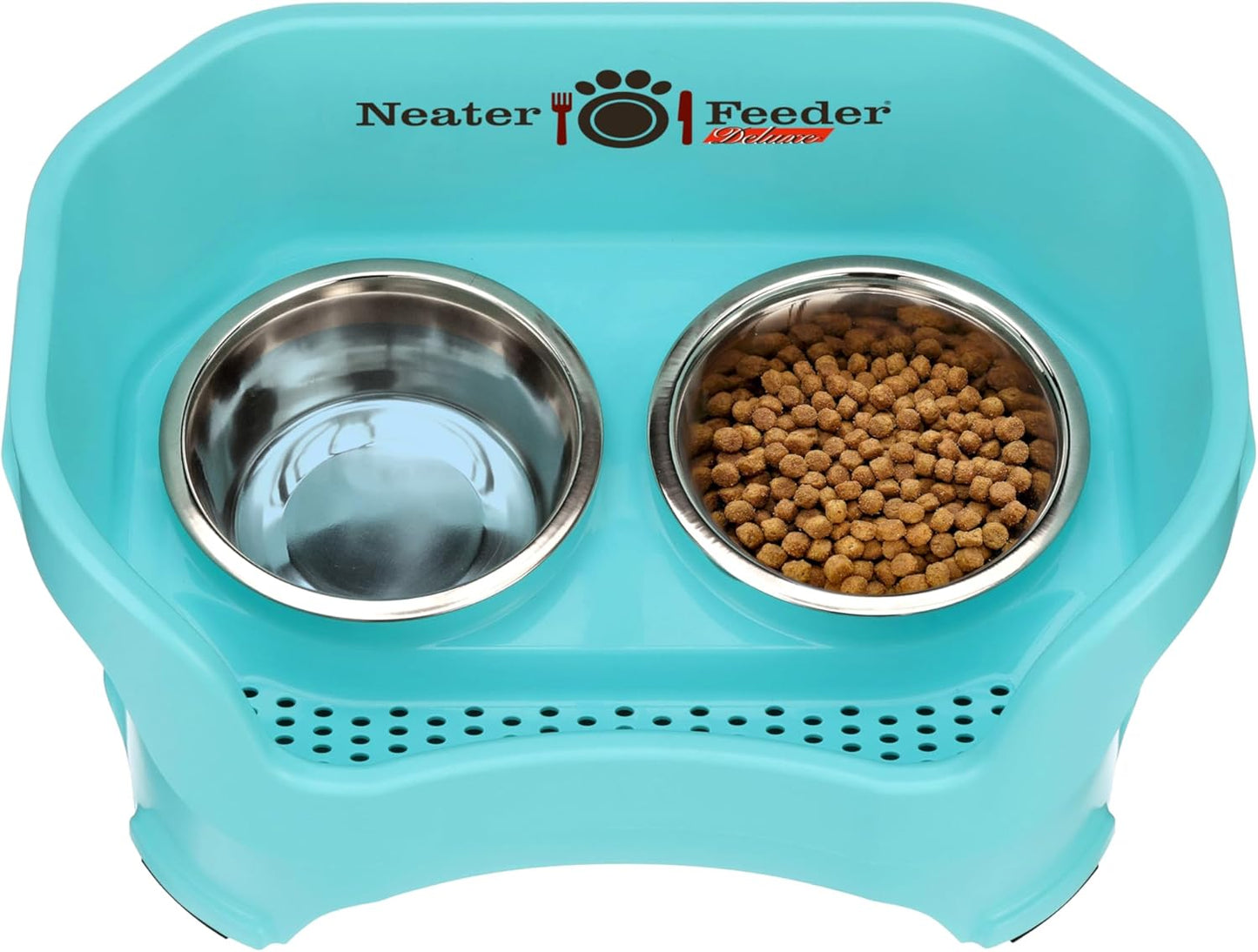 Neater Pet Brands Neater Feeder Deluxe Mess Proof Dog Bowls Elevated for Large Dogs Over 40 lbs, Made in USA, No Spill Raised Dog Food Bowl Stand Feeding Station, Food and Water Bowl Set, Black