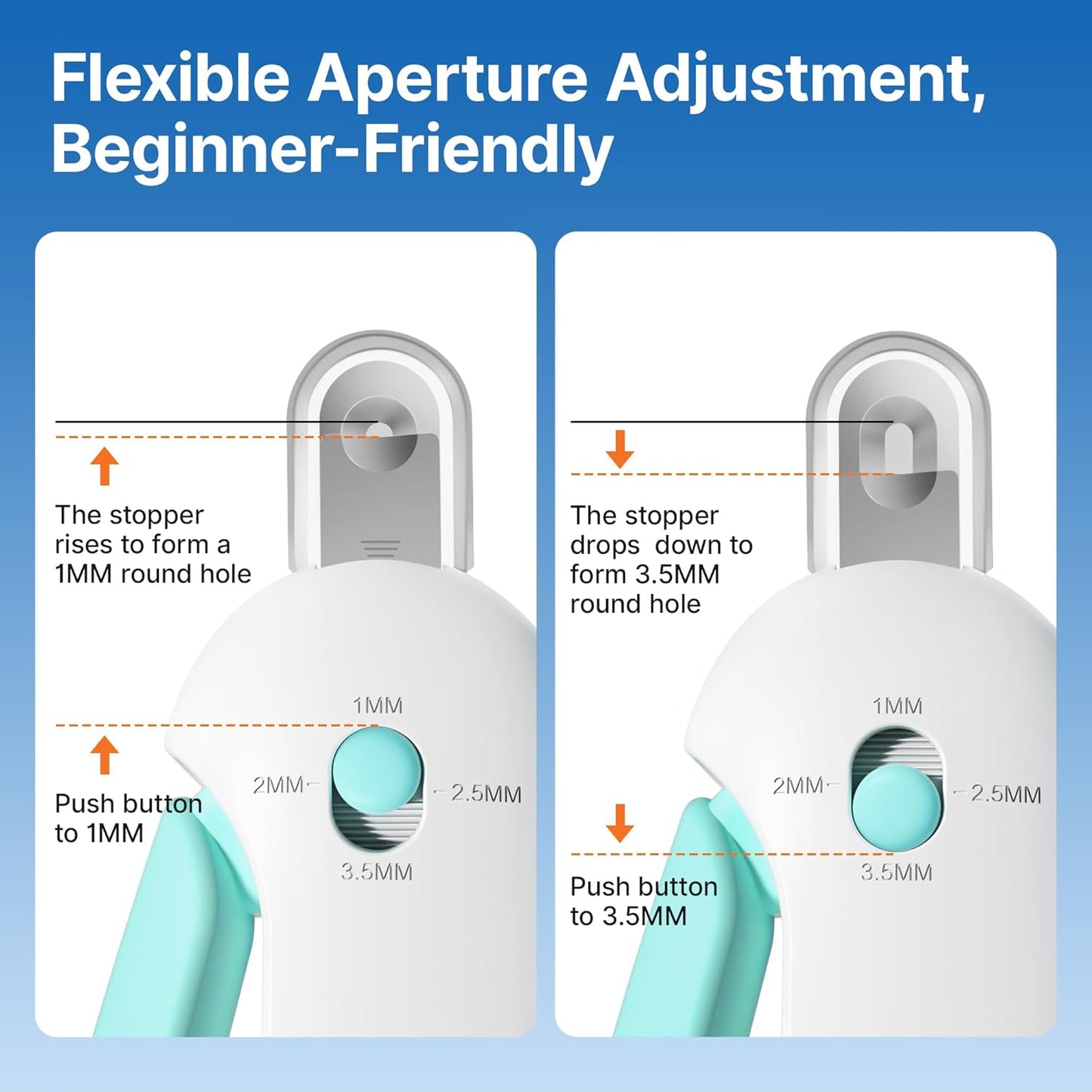 Potaroma Cat Nail Clipper with Adjustable 3-Size Trimming Hole & Hidden Nail File | Safe Toenail Trimmer for Kittens & Indoor Cats | Anti-Splash Claw Cutter for Grooming (Blue)