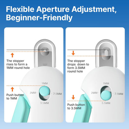 Potaroma Cat Nail Clipper with Adjustable 3-Size Trimming Hole & Hidden Nail File | Safe Toenail Trimmer for Kittens & Indoor Cats | Anti-Splash Claw Cutter for Grooming (Blue)