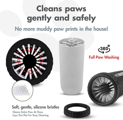 Dexas MudBuster Medium Dog Paw Cleaner in Fuchsia - Fits 1.5"-2.5" Wide Paws, Portable Paw Washer for Muddy Paws, Dog Paw Cleaning Cup with Gentle Silicone Bristles, Quick Clean Pet Paw Washer