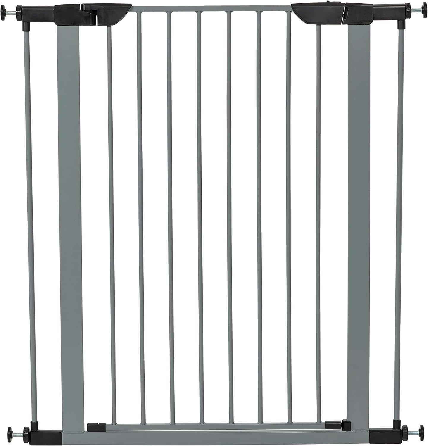 MidWest Homes for Pets 39-Inch High Walk-thru Pressure Mounted Gray Steel Dog Gate, Expands to 38 Inches Wide, No Damage to Walls, Includes 3-inch Extensions, For Small to Medium Pets