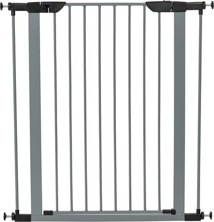 MidWest Homes for Pets 39-Inch High Walk-thru Pressure Mounted Gray Steel Dog Gate, Expands to 38 Inches Wide, No Damage to Walls, Includes 3-inch Extensions, For Small to Medium Pets