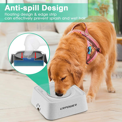 URPOWER 2.5L Dog Water Bowl 85oz Large Capacity Dog Bowls No Spill Pet Water Dispenser for Messy Drinkers Splash Proof Slow Feeder Vehicle Carried Travel Bowl for Dogs, Cats &Pets