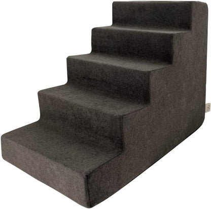 Best Pet Supplies Dog Stairs & Steps - Foam Steps for Small Dogs & Cats, Non-Slip Indoor Balanced Pet Step Support, Dog Ramp, No Assembly, Ash Gray Linen, 2-Step (12-inch Height)