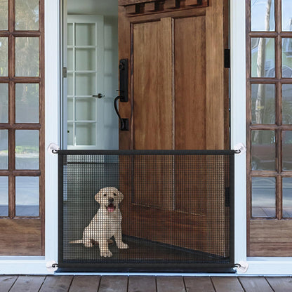 Mesh Dog Gates for Pets, Magic Pet Gate for The House, Portable Indoor Puppy Safety Fence Guard for Stairs and Doorways, Easy Install Anywhere,60" W x 30" H, 8 Hooks