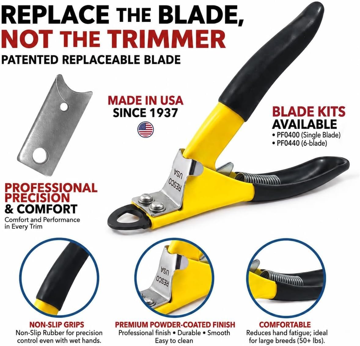 Resco Pro Pack, 6 Blade Replacement Nail Clipper Blades, Fits in All Resco Guillotine Trimmers