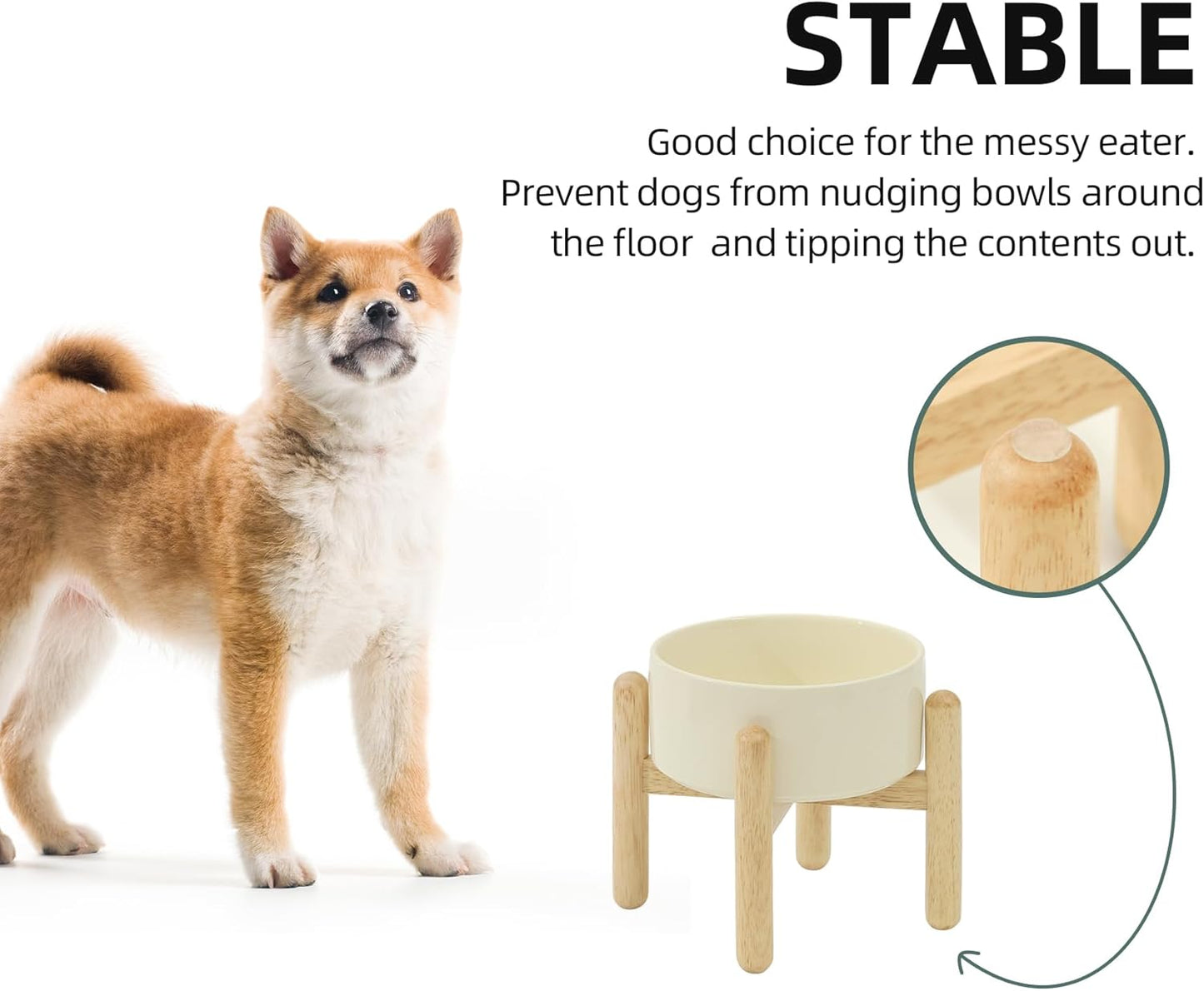 Havniva 8.3inch Ceramic Raised Dog Bowl with Stand, Elevated Dog Bowls for Large Breed Dog Food and Water Bowl Non-Slip Dog Dish Large Capacity Feeding Pet Water Bowl