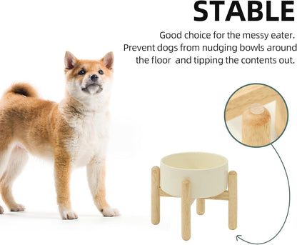 Havniva 8.3inch Ceramic Raised Dog Bowl with Stand, Elevated Dog Bowls for Large Breed Dog Food and Water Bowl Non-Slip Dog Dish Large Capacity Feeding Pet Water Bowl
