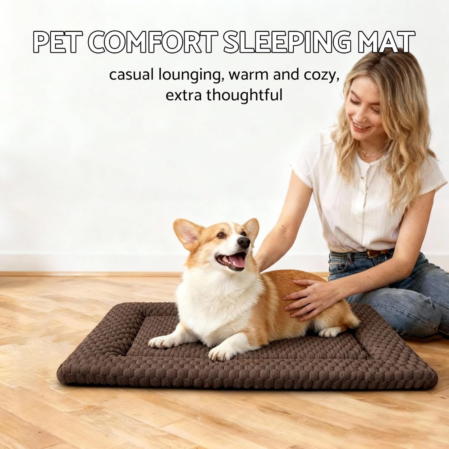 Dog Bed Mat, Reversible Crate Pad & Cute Dog Bed - Machine Washable Kennel Mat with Ultra Soft for Small Dogs (Cool/Warm), 24" x 18", Grey&Star