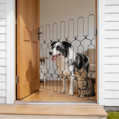 Retractable Dog Gate for Front Door, 30.7" W x 30.7" H Safety Metal Pet Gate for Dogs When Opening, Easy Install Front Entry Dog Door Barrier