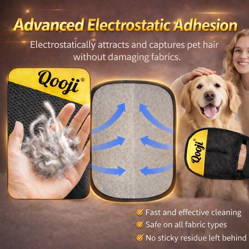Pro Pet Hair Remover Glove–Reusable Electrostatic Fur Cleaning Mitt for Dogs & Cats, Removes Hair from Furniture, Sofa, Carpet & Car, Grooming & Deshedding Tool (PinkYellow)