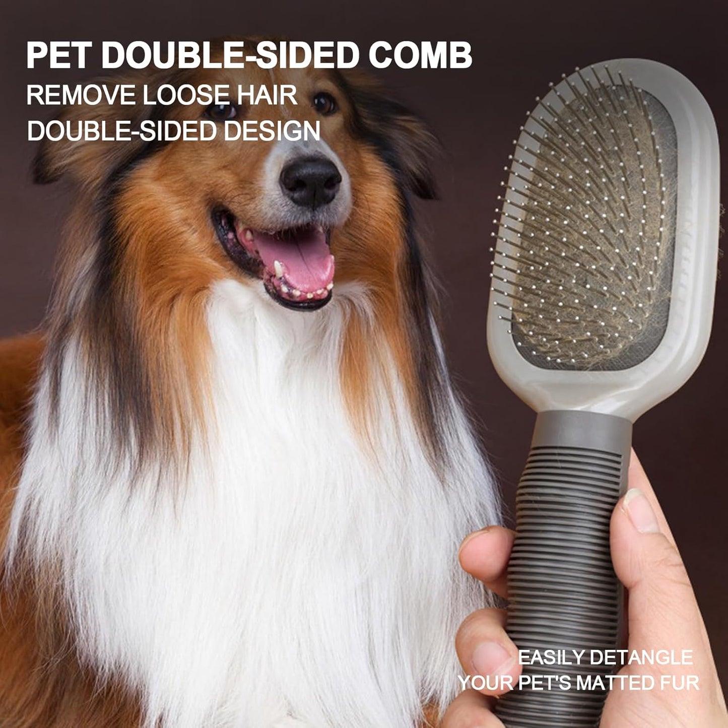 2-in-1 Double-Sided Dog Brush for Shedding Pin&Bristle Deshedding Dog Brush Pet Grooming Brush for Short&Long Haird Dogs and Cats Remove Loose Hair Knots Tangles