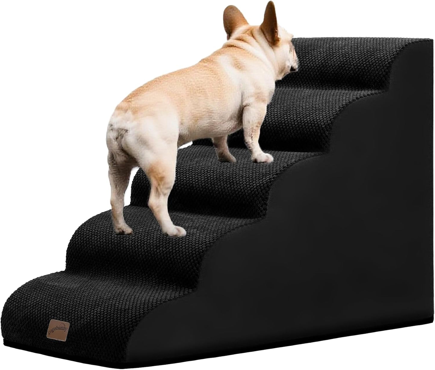 GoGoBunny Ramp Dog Stairs for Couch Sofa and Chair 15.7" H, 3-Step Pet Steps for Small Dogs and Cats, Non-Slip Waterproof Fabric Cover, Stable and Balanced Indoor Step, Pets Friendly, Grey
