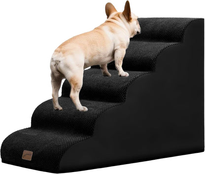 GoGoBunny Ramp Dog Stairs for Couch Sofa and Chair 15.7" H, 3-Step Pet Steps for Small Dogs and Cats, Non-Slip Waterproof Fabric Cover, Stable and Balanced Indoor Step, Pets Friendly, Grey