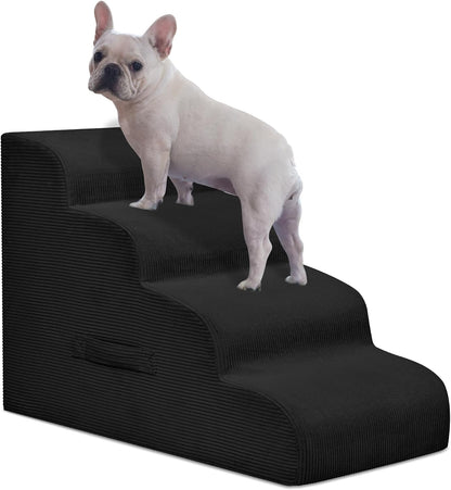 Mesa Lemon Dog Stairs & Steps for High Beds, 3 Steps High Density Foam Waterproof Dog Ramp for Small Dogs and Cats, Pet Stairs with Removable Washable Cover for Bed, Couch, Sofa and Car (H:16")
