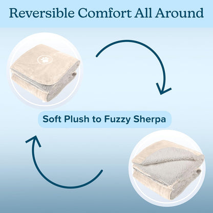 Waterproof Pet Blanket - 50x60-Inch Reversible Sherpa Fleece Throw Protects Couches, Cars, and Beds from Spills, Stains, and Fur by PETMAKER (Gray)