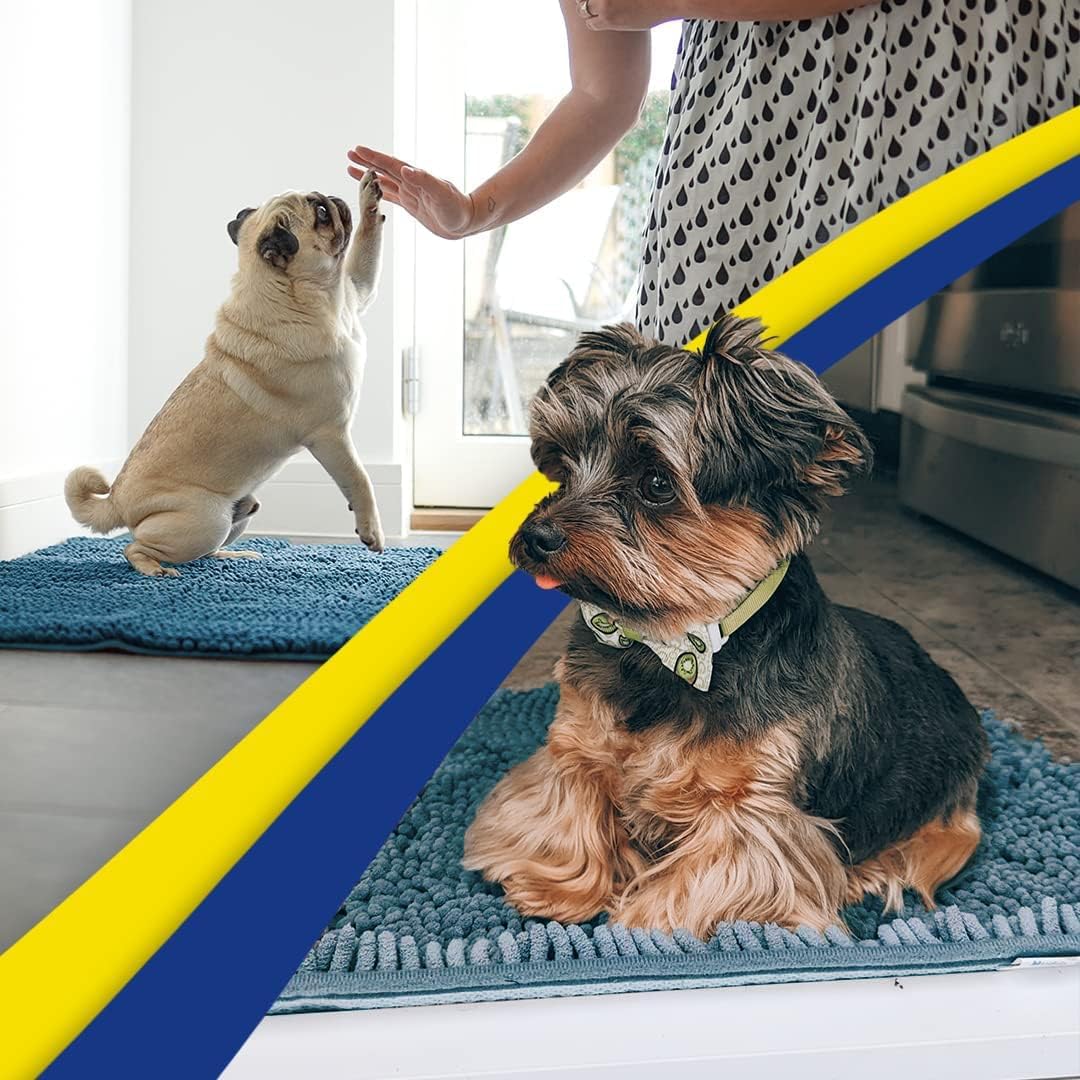 Muddy Mat® Pack of 3 Highly Absorbent Microfiber Dog Door Mat and Pet Rug, Non Slip Thick Washable Area Mat Soft Chenille for Kitchen Bathroom Bedroom and Outdoor - Beige Small, Medium & Large