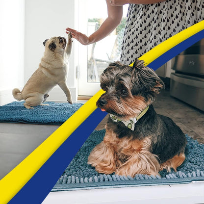 Muddy Mat® Pack of 3 Highly Absorbent Microfiber Dog Door Mat and Pet Rug, Non Slip Thick Washable Area Mat Soft Chenille for Kitchen Bathroom Bedroom and Outdoor - Beige Small, Medium & Large