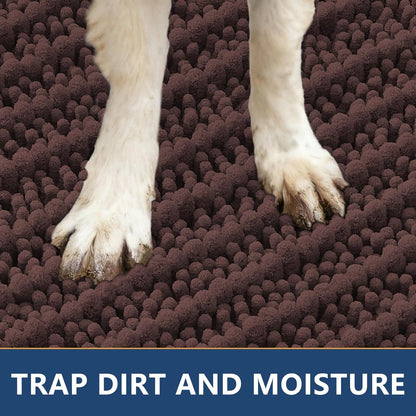 Smiry Dog Door Mat for Muddy Paws 30x20, Extra Soft Absorbent Chenille Doormat, Trap Moisture and Dirt, Non-Slip Machine Washable Front Door Mat for Indoor Entrance Inside Floor, Grey