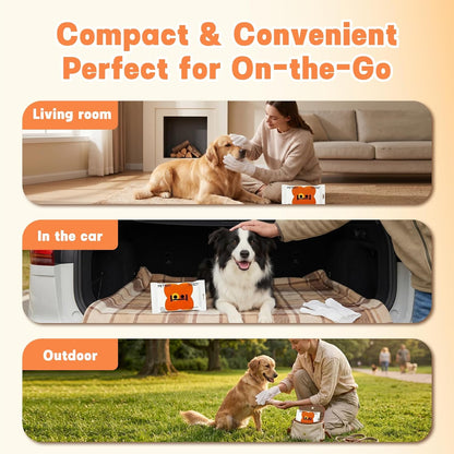 12 Count Hypoallergenic Pet Wipes for Dogs & Cats - Unscented Grooming Glove Mitt for Paws, Butt, Face, Ears & Fur - Portable & Gentle Cleaning, 6 Count x 2 Pack