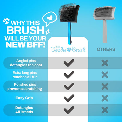 Slicker Brush for Dogs Detangler, Poodle Pin Dematting Dog Hair Brushes, Extra Long Pin Slicker for Goldendoodle, Cockapoo, Cavapoo, Tangle-Free Grooming Shiny Coat Pet Brushes