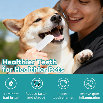 Teeth Cleaning Wipes for Dogs & Cats, Natural Formula Dog Finger Toothbrush Wipes Remove Plaque & Tartar Buildup, No-Rinse Disposable Dog Dental Care Finger Wipes(100 PCS)