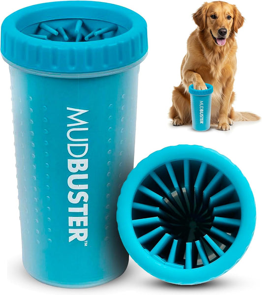 Dexas MudBuster Medium Dog Paw Cleaner in Fuchsia - Fits 1.5"-2.5" Wide Paws, Portable Paw Washer for Muddy Paws, Dog Paw Cleaning Cup with Gentle Silicone Bristles, Quick Clean Pet Paw Washer