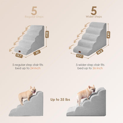 EHEYCIGA Curved Dog Stairs Ramp for High Beds 19.7" H, 4-Step Dog Steps for Small Dogs and Cats, Pet Stairs for High Bed Climbing, Non-Slip Balanced Pet Step Indoor, Grey