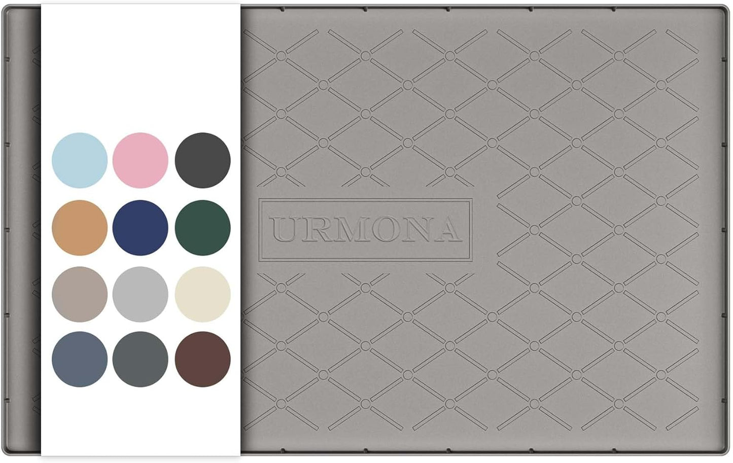 URMONA Under Sink Mat for Kitchen Waterproof, 34" x 22" Silicone Under Sink Mat for Shelf Liner Organizer, Cabinet Sink Protector Under Sink Liner for Bottom Kitchen, Bathroom(Light Grey)