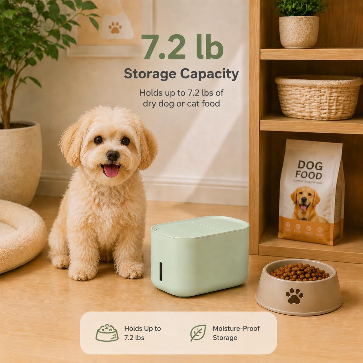 Zuutii Rice Storage Container,Food Container, Dry Food Storage, 7.2lbs Pet Food Dispenser, 11lbs Large Storage Bin with Lid,Silicone Ring & Moisture Proof, for Grain Cereal Soybean Corn, Dark Gray