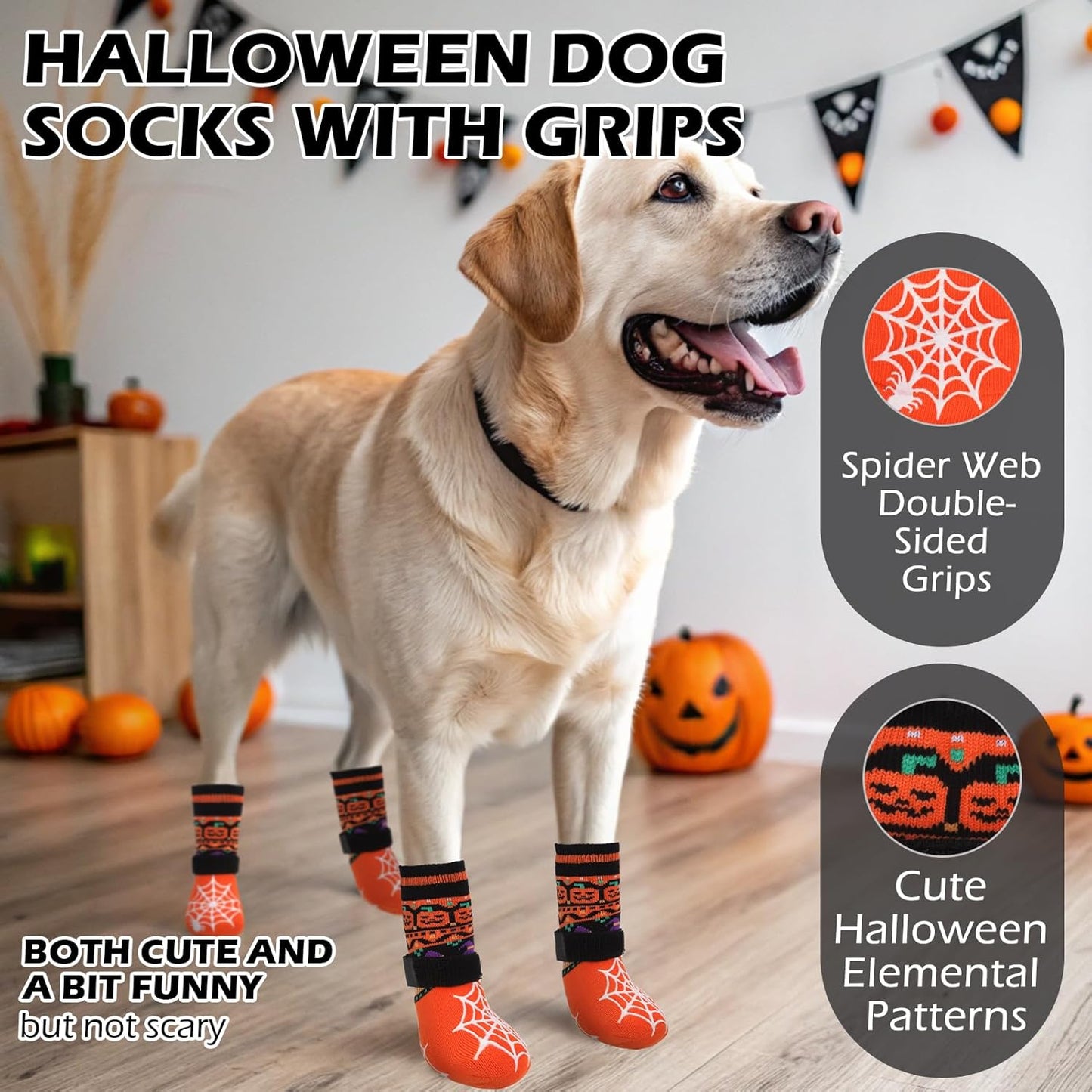 EXPAWLORER 6Pcs Anti-Slip Dog Socks to Prevent Licking Paws,Dog Shoes for Hot Pavement,Dog Booties Traction Control on Hardwood Floor,Boots & Paw Protectors, for Puppy Small Medium Large Senior Dogs