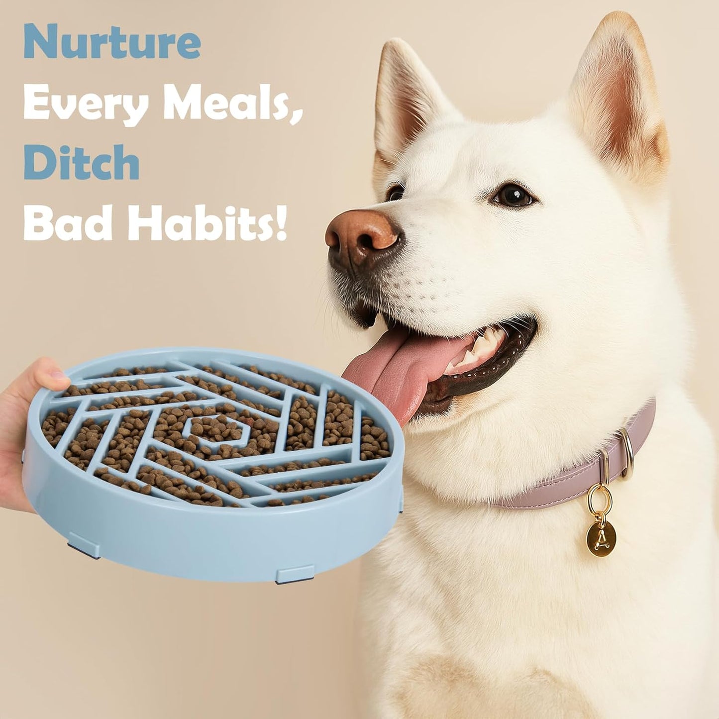 TOBYTO Slow Feeder Dog Bowls Large Medium Breed,Anti-Choking Slow Eating Dog Food Bowl,Non Slip Pet Slower Food Feeding Bowls Large Puzzle Slow Feeder Bloat Stop Maze Dog Dishes,Black