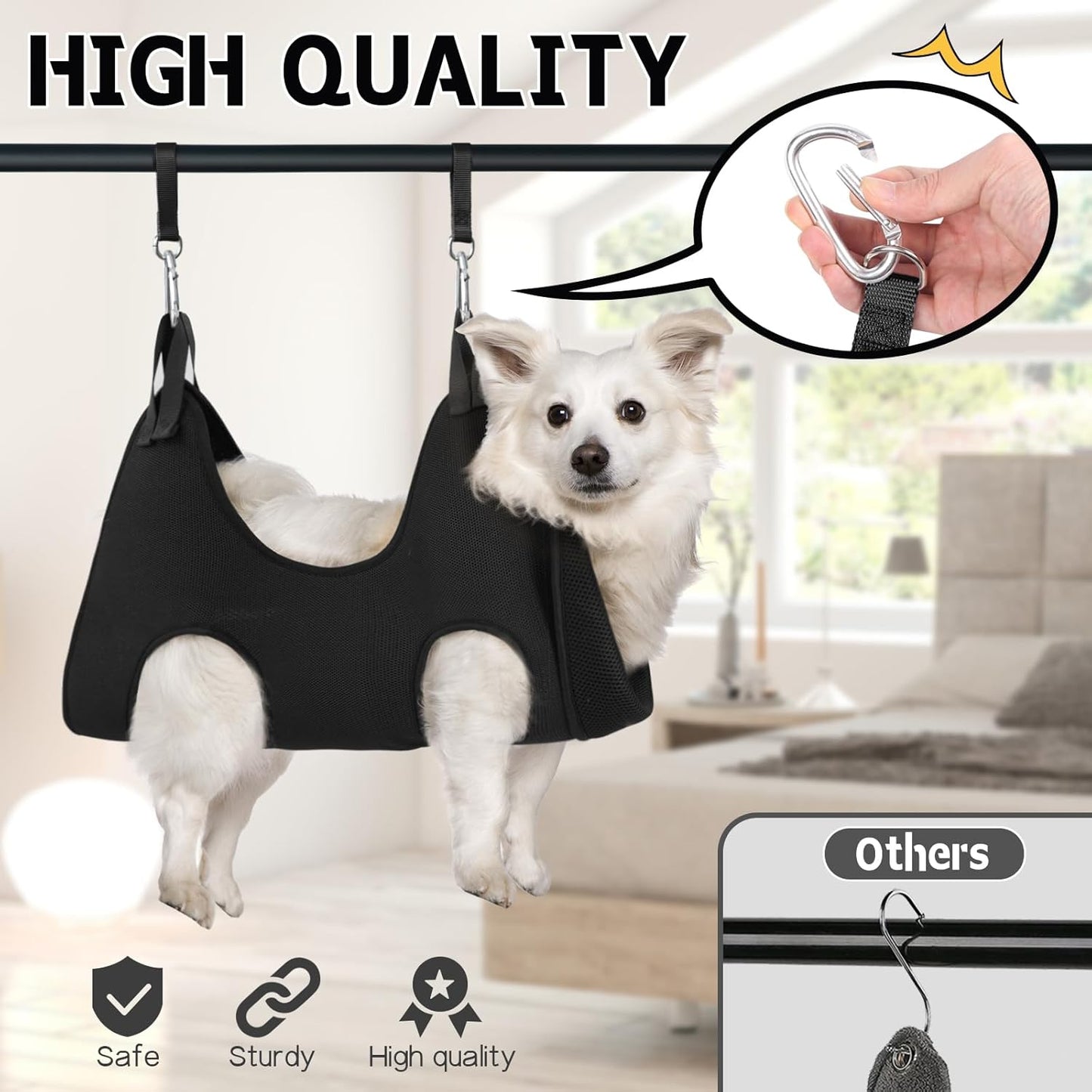 Supet Dog Grooming Hammock Harness for Dogs Cats, Relaxation Pet Nail Clipper Hammock, Restraint Dog & Small Animal Leashes Sling for Groomingk for Nail Trimming (Coral Blue, S)