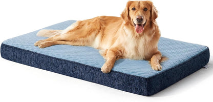 JOEJOY XL Dog Beds Large Sized Dog, Orthopedic Big Dogs Crate Bed with Washable Removable Cover, Extra Thick Egg-Crate Memory Foam Pet Beds up to 80 lbs, Grey, 41"x27"