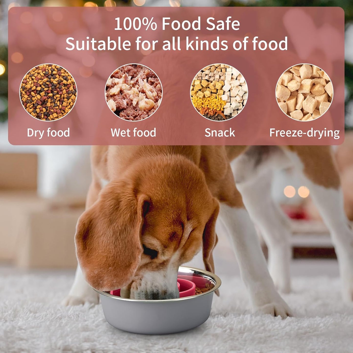 Slow Feeder Dog Bowls Insert, Animire Soft Silicone Slow Eating Dog Food Bowl for Small, Medium and Large Dogs, Compatible with Regular and Elevated Bowls