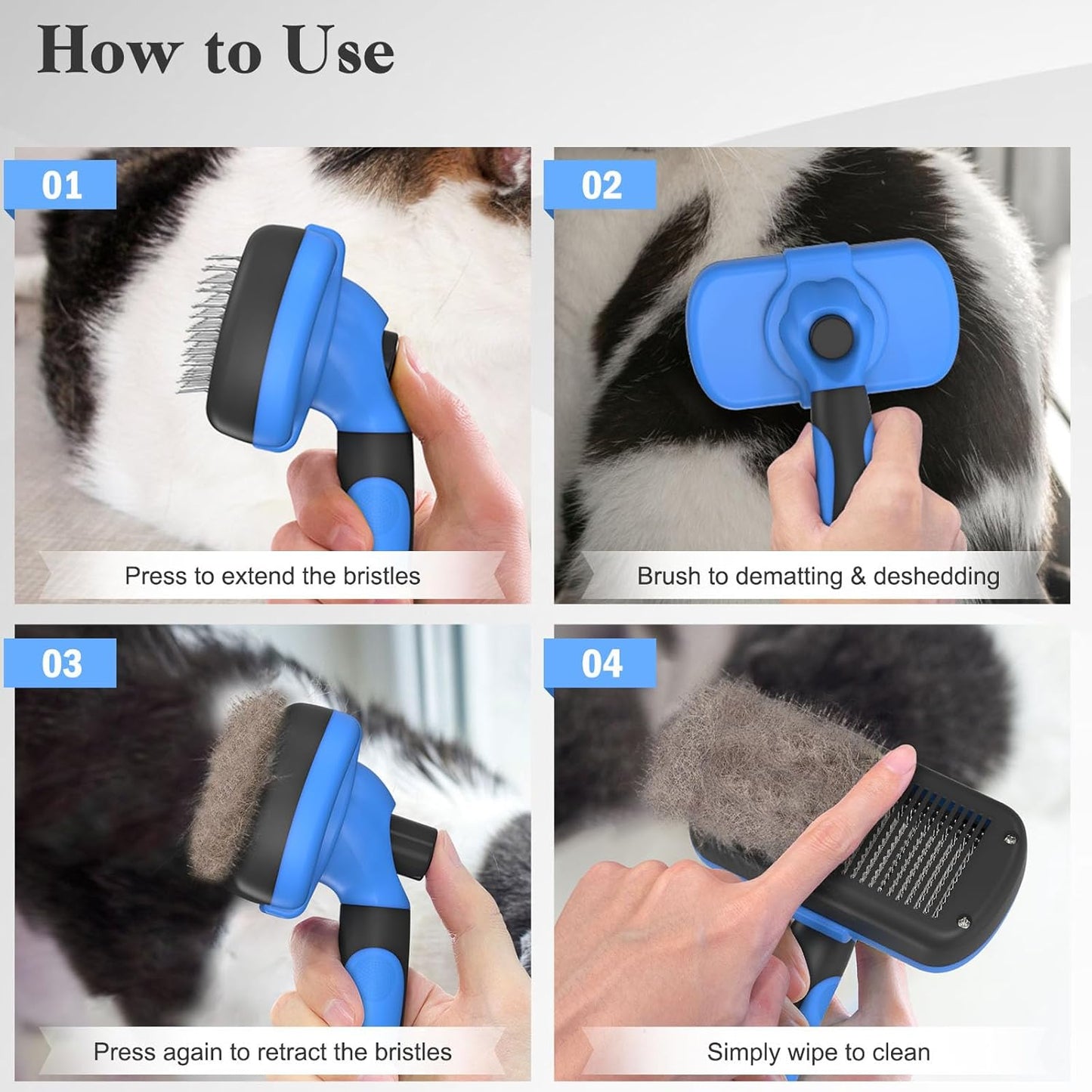 Swihauk Self Cleaning Slicker Brush for Dogs & Cats - Skin Friendly Deshedding and Grooming Brush for Haired Pets, Pet Supplies Accessory, Black