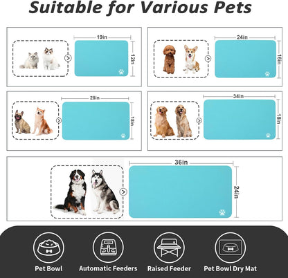 HotLive Dog Food Mat - Absorbent Cat Mat for Food and Water, No Stains Pet Feeding Bowl Mat, Easy to Clean Pet Placemats, Quick Dry Dog Water Dispenser Mat for Messy Drinkers | Paw Dark Grey 12"x 19"