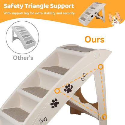 Dog Stairs for High Beds, Foldable Pet Steps Ramp with Non-Slip Bottom for Cats and Small Dogs, for Couch, Car, Portable Waterproof Dog Steps