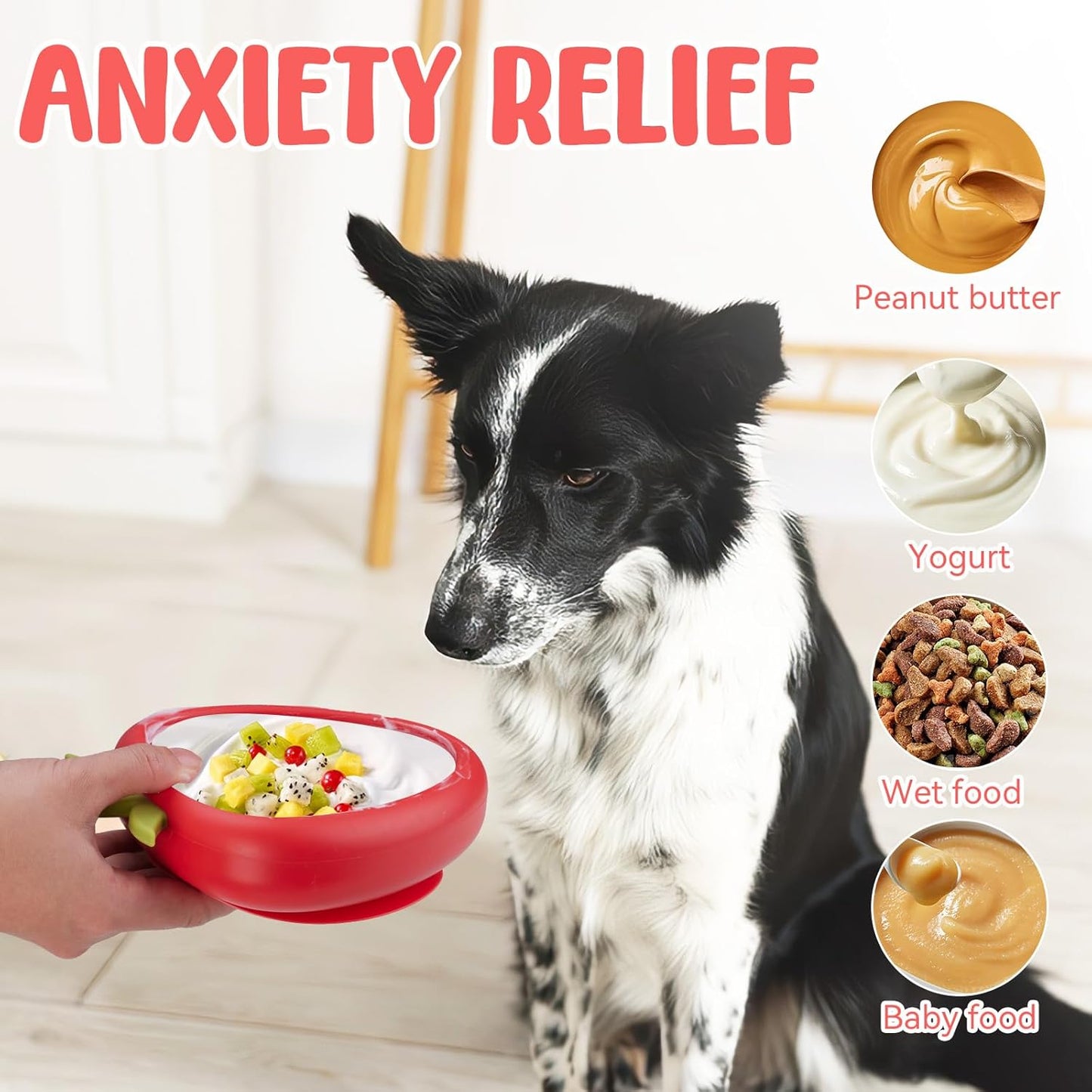 Freeze Dog Lick Bowl, Animire Non-Slip Slow Feeder Lick Mat for Dogs, Silicone Dog Enrichment Bowl for Distraction Anxiety Relief Boredom, BPA Free, Dishwasher Safe(Rose,S)