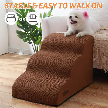Aodisman 3-Step Dog Ramp and Stairs for Sofa and Chair - Non-Slip Sturdy Pet Steps for Small Dogs and Cats,15.7" H,Grey