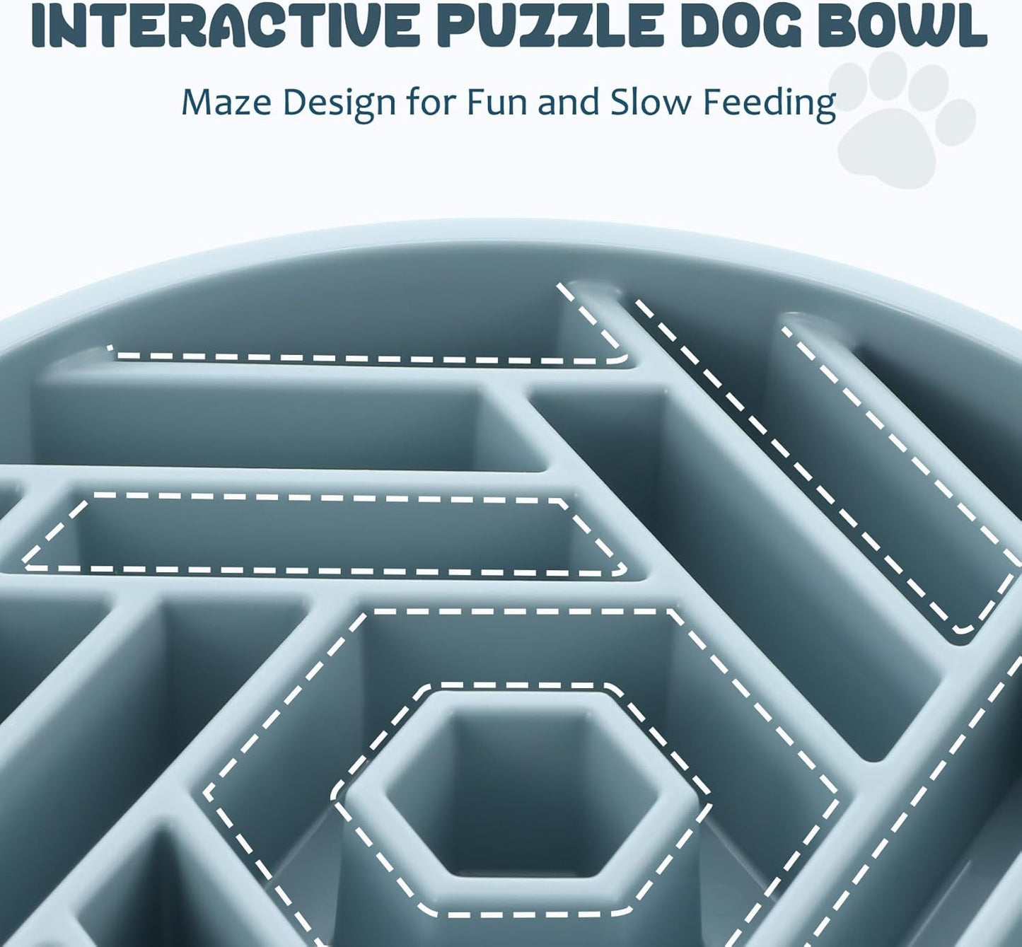 WHIPPY Slow Feeder Dog Bowl, Puzzle Maze Design to Slow Down Eating, 3-Cup Capacity, Anti-Gulping Food Bowl for Medium & Large Dogs,Black