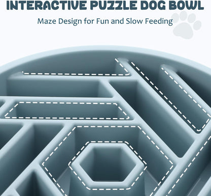 WHIPPY Slow Feeder Dog Bowl, Puzzle Maze Design to Slow Down Eating, 3-Cup Capacity, Anti-Gulping Food Bowl for Medium & Large Dogs,Black