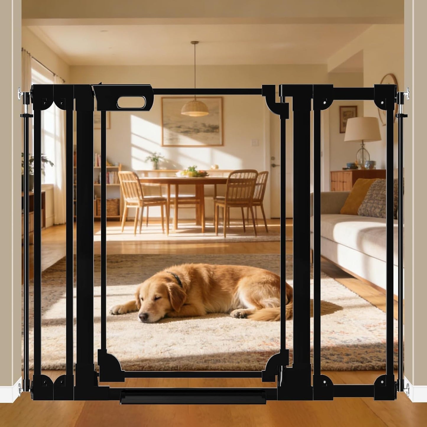 WAOWAO Clear Baby Gate for Stairs Modern Design Acrylic Auto Close Pet Gate, 29.52-37.79" Wide Safety Baby Gate for Doorways,White Clear Dog Gates Indoor, Hallways,Kitchen
