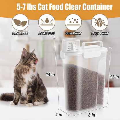 Dog Cat Food Storage Container, Pet Food Container Airtight with Large Spout & Cup, BPA-Free Plastic Food Dispenser for Pet Food, Bird Seed, Rice, Flour - Pink 2.5-5lb (1 pack)