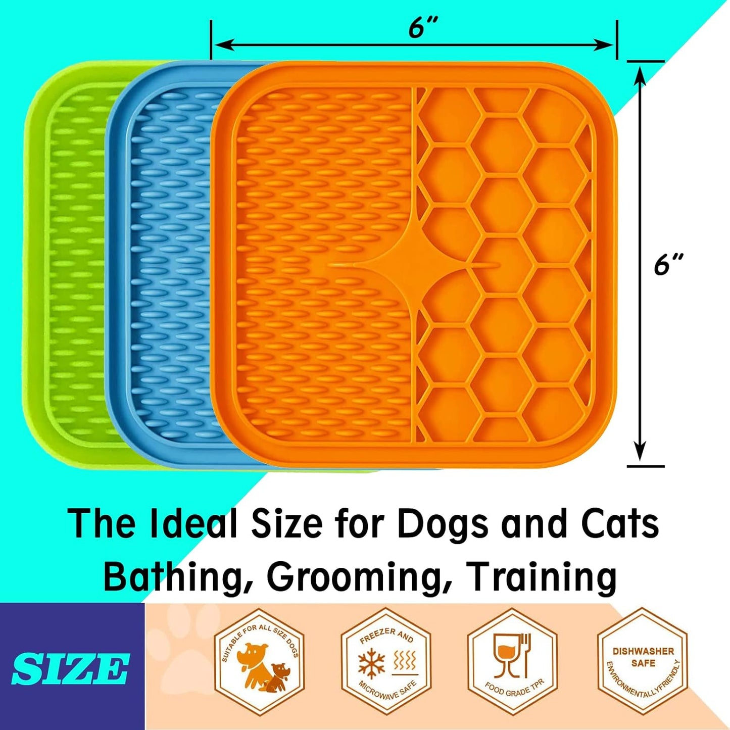 Lick Mat for Dogs, Dog Lick Mat with Suction Cups for Anxiety, Peanut Butter Dog Licking Mat Slow Feeder Dispensing Treater Lick Pad for Dogs Cats Grooming Bathing and Training (Grey)