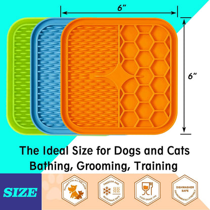 Lick Mat for Dogs, Dog Lick Mat with Suction Cups for Anxiety, Peanut Butter Dog Licking Mat Slow Feeder Dispensing Treater Lick Pad for Dogs Cats Grooming Bathing and Training (Grey)