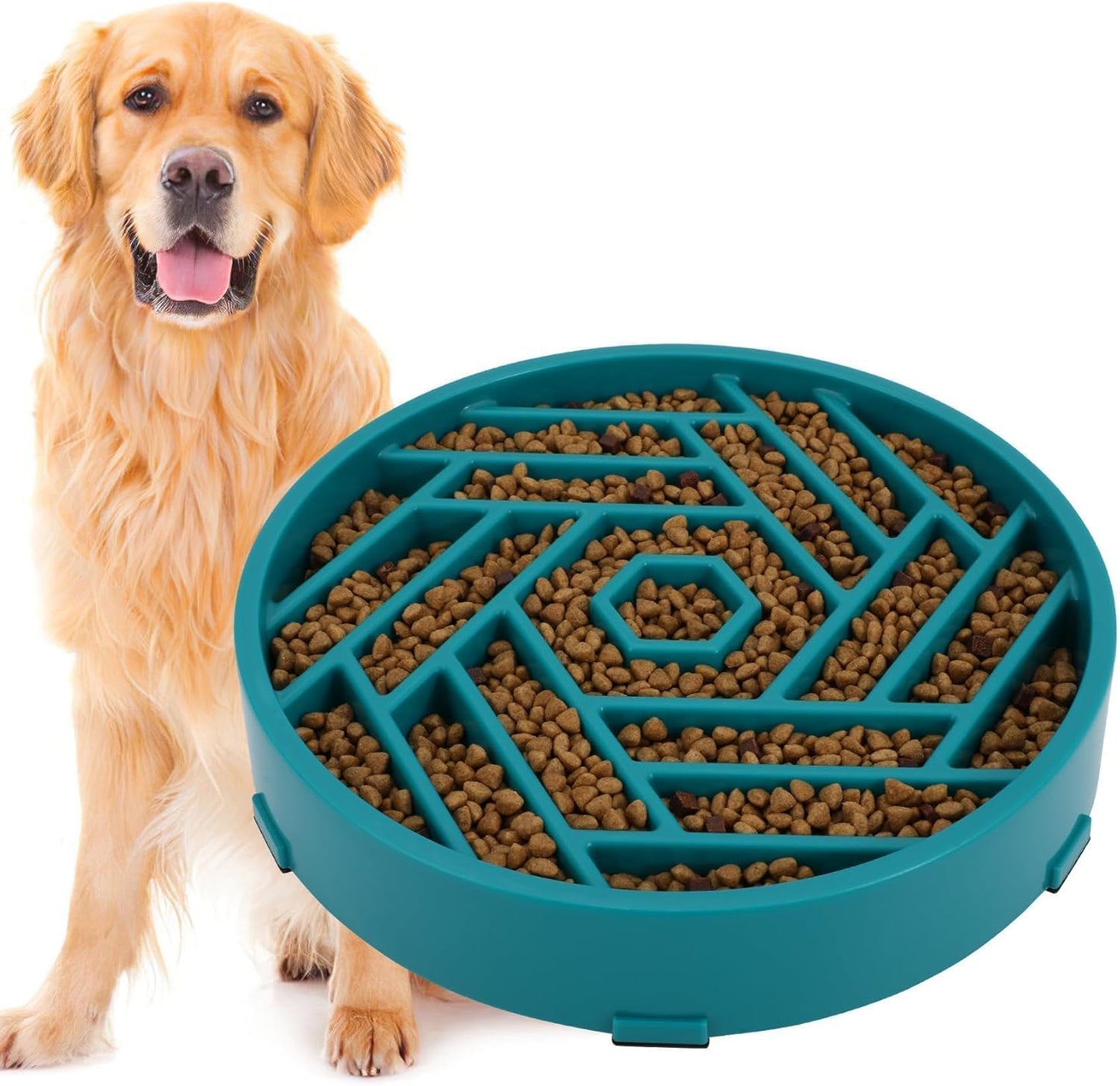 TOBYTO Slow Feeder Dog Bowls Large Medium Breed,Anti-Choking Slow Eating Dog Food Bowl,Non Slip Pet Slower Food Feeding Bowls Large Puzzle Slow Feeder Bloat Stop Maze Dog Dishes,Black