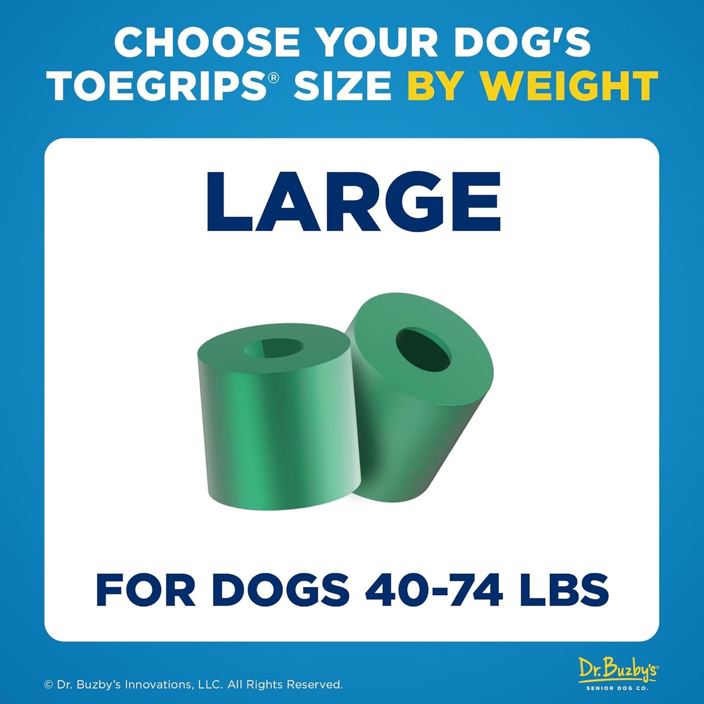 Dr Buzby's Large ToeGrips for Dogs - Instant Traction on Wood/Hardwood Floors - Anti Slip Relief - Grippers for Senior Dogs - Stop Sliding Instantly - Rubber Nails for Paws - 1 Pack (20 Grips)
