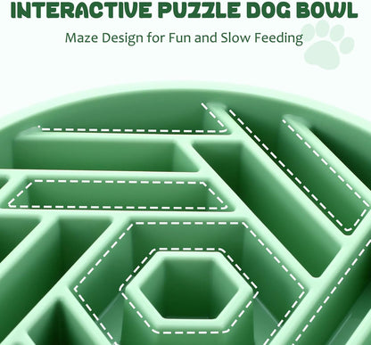 WHIPPY Slow Feeder Dog Bowl, Puzzle Maze Design to Slow Down Eating, 3-Cup Capacity, Anti-Gulping Food Bowl for Medium & Large Dogs,Black