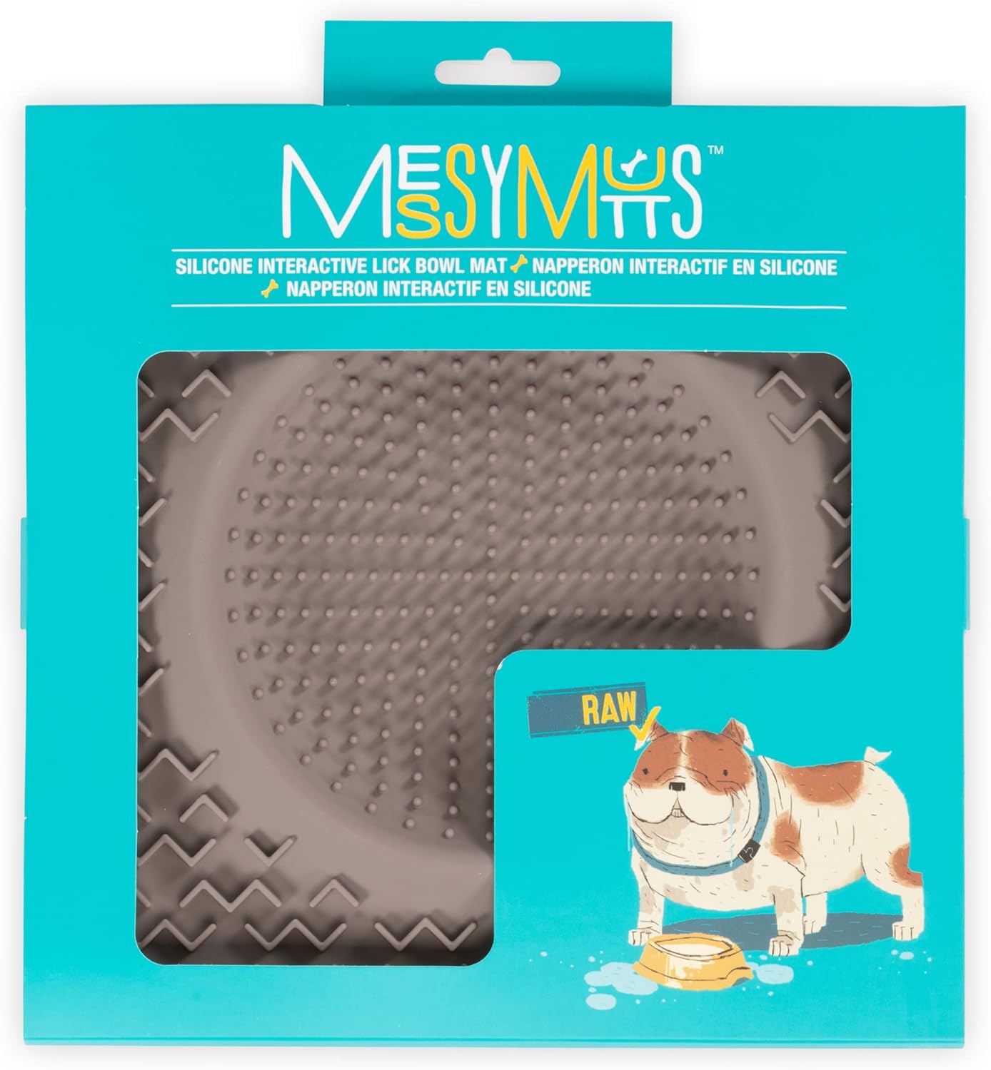 Messy Mutts Silicone Therapeutic Licking Bowl Mat | 10" x 10" | Slow Feeder Mat for Boredom & Anxiety | Lick Pad for Dogs & Cats (Blue)